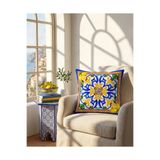white rabbit home Napoli İtalyan Desenli Limonlu 2'li Kırlent Kılıfı ( 43.43cm)