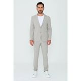 White Stone Açık Gri Mono Yaka Drop 6 Regular Fit Spor Takım Elbise - Taş - 54