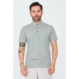 White Stone Açık Gri Üç Düğmeli Polo Yaka Erkek Tişört - Grey