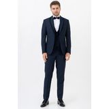 White Stone Amsterdam D0115 Slim Fit 6 Drop Şal Yaka Damatlık Takım Elbise K.laci - Koyu Lacivert - 48