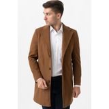 White Stone Ancona 4025-2 Düz Ceket Yaka Slim Fit Pamuklu Kaban Camel - 58