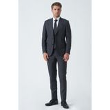 White Stone Antrasit Slim Fit Kalıp Esnek Likralı Kapaklı Cepli Takım Elbise - 56