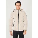 White Stone Bej Kapüşonlu Termal Isı Yalıtımlı Şişme Mont - 2XL