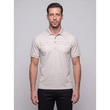 White Stone Bej Mikro Desenli Regular Fit Erkek Polo Yaka Tişört