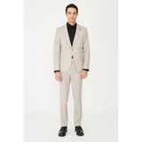 White Stone Bej Modern Kesim Erkek Takım Elbise - Regular Fit - 58