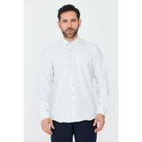 White Stone Beyaz Çizgili Dynamic Fit Erkek Uzun Kollu Gömlek - XL