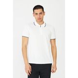 White Stone Beyaz Fermuarlı Polo Yaka Erkek T-Shirt - 3XL