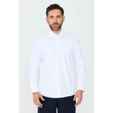 White Stone Beyaz Mikro Çizgili Dynamic Fit Erkek Uzun Kollu Gömlek - XL