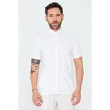 White Stone Beyaz Mikro Desenli Erkek Kısa Kollu Gömlek
