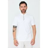 White Stone Beyaz Üç Düğmeli Erkek Polo Yaka Tişört - 2XL