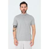 White Stone Çağla Rengi Mikro Desenli Düğmeli Erkek Polo Yaka Tişört - Çağla Yeşili - 2XL