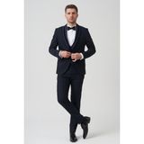 White Stone Chicago D2403 Slim Fit 6 Drop Damatlık Takım Elbise Lacivert - 56