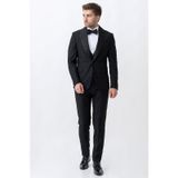 White Stone Ecatepec D113 Slim Fit Şal Yaka Damatlık Takım Elbise Siyah - 44