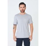 White Stone Gri Desensiz Yuvarlak Yaka Basic Erkek Tişört - 2XL