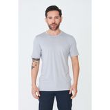 White Stone Gri Desensiz Yuvarlak Yaka Basic Erkek Tişört - XL