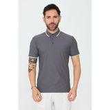 White Stone Gri Düğmeli Erkek Polo Yaka Tişört - Green - 3XL