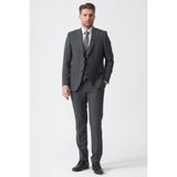 White Stone Gri Slim Fit Kalıp Yelekli Klasik Esnek Likralı Kapaklı Cepli Takım Elbise - 48