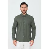 White Stone Haki %100 Pamuk Dynamic Fit Uzun Kollu Erkek Gömlek - 2XL