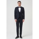 White Stone Houston D2404 Slim Fit 6 Drop Damatlık Takım Elbise Lacivert - 50