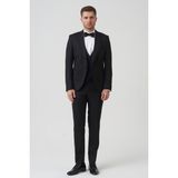 White Stone Houston D2404 Slim Fit 6 Drop Damatlık Takım Elbise Siyah - 48