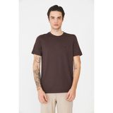 White Stone Kahverengi Bisiklet Yaka Basic Erkek T-Shirt - M