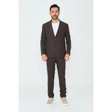 White Stone Kahverengi Çizgili 6 Drop Erkek Slim Fit Takım Elbise - Regular Fit - 48
