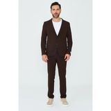 White Stone Kahverengi Mono Yaka 6 Drop Regular Fit Jogger Takım Elbise - 46