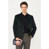 White Stone Koyu Gri Fitilli Kadife Slim Fit Blazer Ceket - 52 - Füme