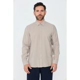 White Stone Krem Rengi Dynamic Fit Uzun Kollu Erkek Gömlek - 2XL