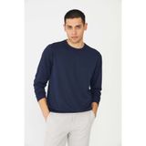 White Stone Lacivert Basic Bisiklet Yaka Erkek Sweatshirt