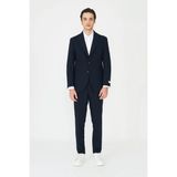 White Stone Lacivert Modern Slim Fit Düz Kumaş Klasik Kesim Takım Elbise - Regular Fit - 46
