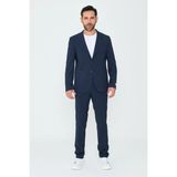 White Stone Lacivert Sivri Yaka 6 Drop Regular Fit Erkek Günlük Takım Elbise - 48
