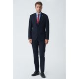 White Stone Lacivert Slim Fit Kalıp Klasik Esnek Likralı Kapaklı Cepli Takım Elbise - 50