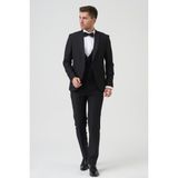 White Stone Los Angeles D2402 Slim Fit 6 Drop Damatlık Takım Elbise Siyah - 44