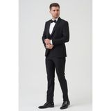 White Stone Los Angeles D2402 Slim Fit 6 Drop Damatlık Takım Elbise Siyah - 60