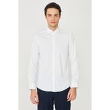 White Stone Mavi İnce Çizgili Uzun Kollu Gömlek Slim Fit - Beyaz - Mavi