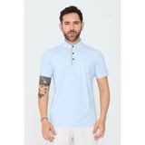 White Stone Mavi Üç Düğmeli Erkek Polo Yaka Tişört - Blue