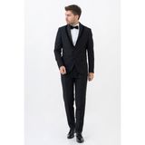 White Stone Meksiko D112 Şal Yaka Slim Fit Damatlık Takım Elbise Siyah - 44
