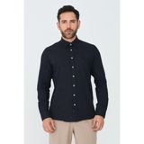 White Stone Siyah %100 Pamuk Dynamic Fit Erkek Uzun Kollu Gömlek - XL
