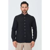 White Stone Siyah Çizgili Dynamic Fit Erkek Uzun Kollu Gömlek