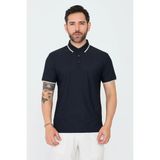 White Stone Siyah Düğmeli Polo Yaka Erkek Tişört - Black