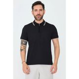 White Stone Siyah Erkek Fermuarlı Polo Yaka Tişört - 3XL