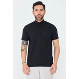 White Stone Siyah Mikro Desenli Düğmeli Erkek Polo Yaka Tişört - XL