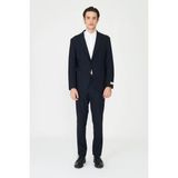White Stone Siyah Modern Slim Fit Düz Kumaş Klasik Kesim Takım Elbise - Regular Fit - 52