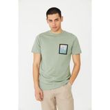 White Stone Yeşil Bisiklet Yaka Baskı Detaylı Erkek T-Shirt - Çağla Yeşili