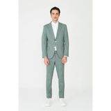 White Stone Yeşil Dokulu Modern Slim Fit Şehir Stili Takım Elbise - Regular Fit - 54
