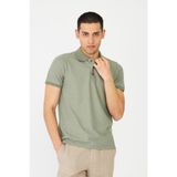 White Stone Yeşil Modern Kesim Polo Yaka Erkek T-Shirt - 3XL - Açık Haki