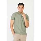 White Stone Yeşil Modern Kesim Polo Yaka Erkek T-Shirt - Açık Haki