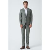 White Stone Yeşil Slim Fit Keten Kumaşlı Likralı Takım Elbise - 56
