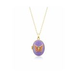 whiteandpurpledesign Kelebek Detaylı Çelik Kapaklı Kolye